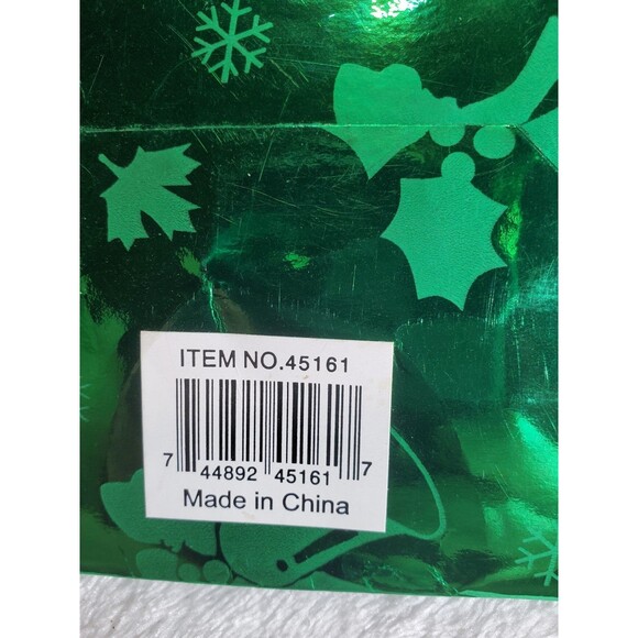 Small Green Holographic Bell Snowflake Presents Green Christmas Gift Bag 9" - Picture 4 of 4